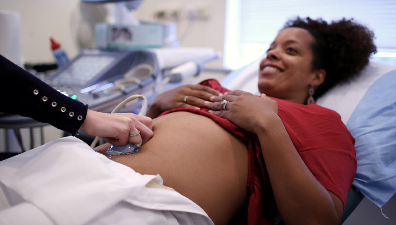 pregnant woman having an ultrasound exam